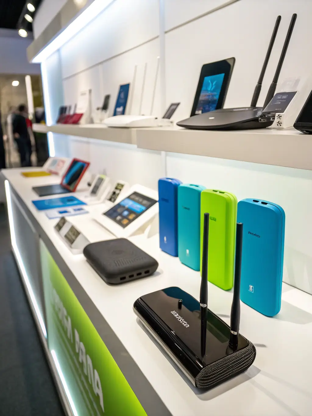 A display of various new and used phones available for sale at K Mobile 1, showcasing different brands and models.